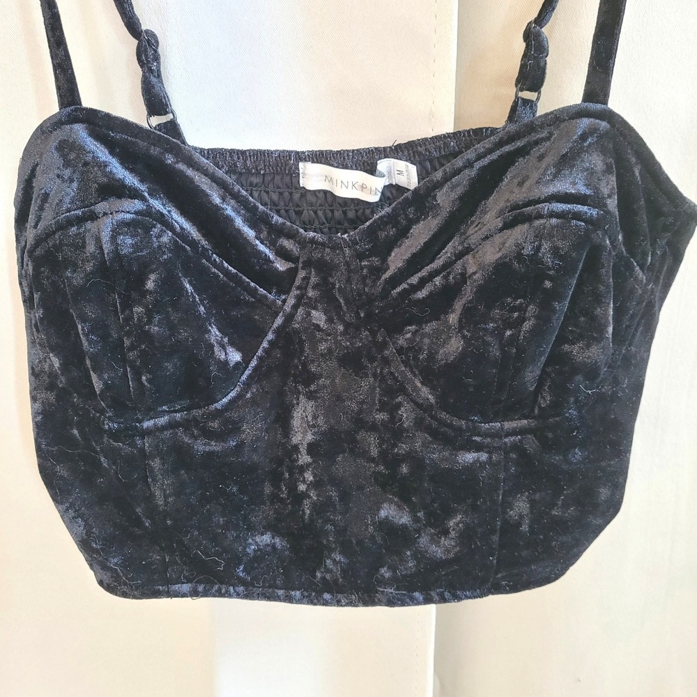 Velvet Bustier Women Top Medium Cropped Goth Grunge Y2K Indie Dark Romance 21615